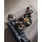 Pouf rotondo, piano reversibile e vano portaoggetti a scomparsa, ecopelle, 40 cm, 300 kg