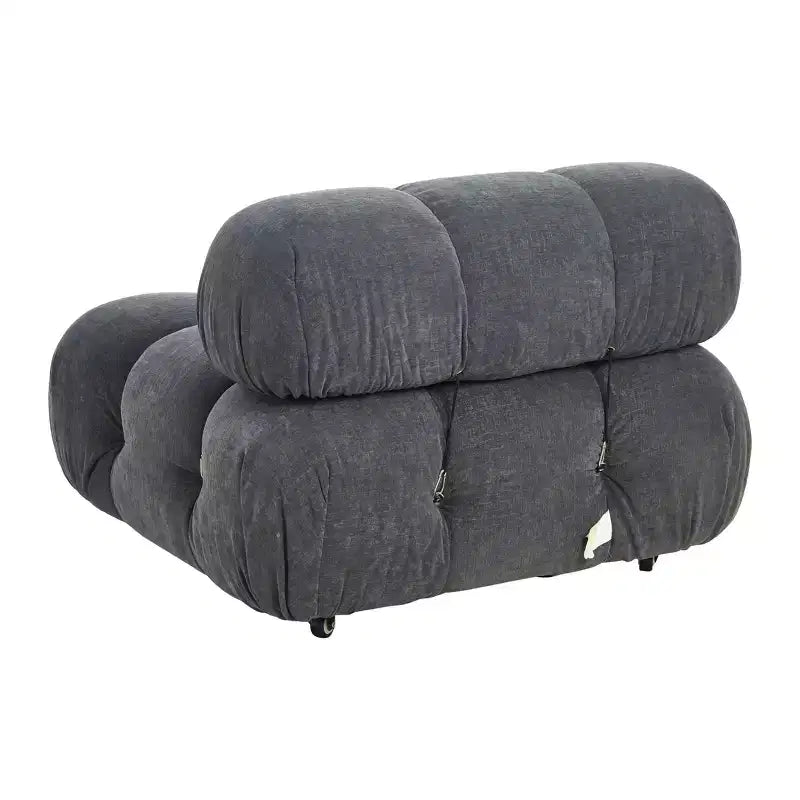 Poltrona Moderna con Cuscini Rimovibili e Rotelle, Struttura in Acciaio, Poliestere, 96 cm L