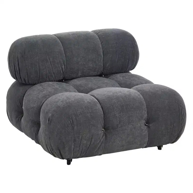 Poltrona Moderna con Cuscini Rimovibili e Rotelle, Struttura in Acciaio, Poliestere, 96 cm L