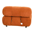 Poltrona Moderna con Cuscini Rimovibili e Rotelle, Struttura in Acciaio, Poliestere, 96 cm L