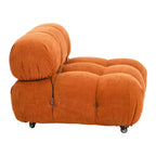 Poltrona Moderna con Cuscini Rimovibili e Rotelle, Struttura in Acciaio, Poliestere, 96 cm L