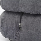 Poltrona Moderna con Cuscini Rimovibili e Rotelle, Struttura in Acciaio, Poliestere, 96 cm L