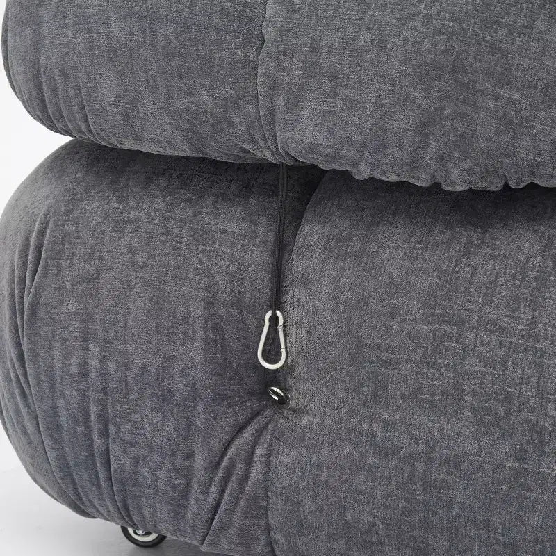 Poltrona Moderna con Cuscini Rimovibili e Rotelle, Struttura in Acciaio, Poliestere, 96 cm L