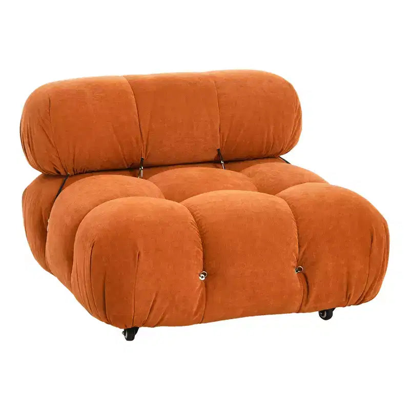 Poltrona Moderna con Cuscini Rimovibili e Rotelle, Struttura in Acciaio, Poliestere, 96 cm L
