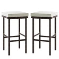 Costway Wicker Bar Stools Set of 2 with Removable Seat Cushions Footrest Support 400 LBS