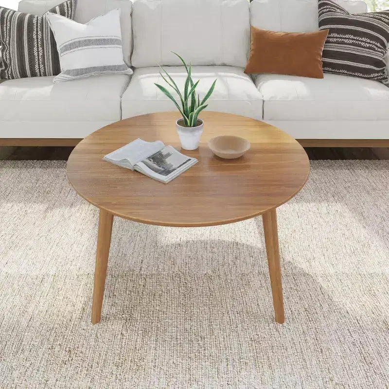 Tavolino da caffè moderno di metà secolo da 91 cm, legno massiccio di pino, finitura a basso VOC non tossica