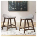 Signature Design by Ashley Lyncott Counter Height Upholstered Barstool with Foam Cushion, Set of 2, Light Gray