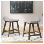 Signature Design by Ashley Lyncott Counter Height Upholstered Barstool with Foam Cushion, Set of 2, Light Gray