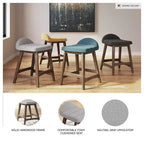 Sgabelli da Bar Imbottiti Altezza Bancone, Poliestere Grigio Chiaro, Set da 2, Seduta da 61,6 cm