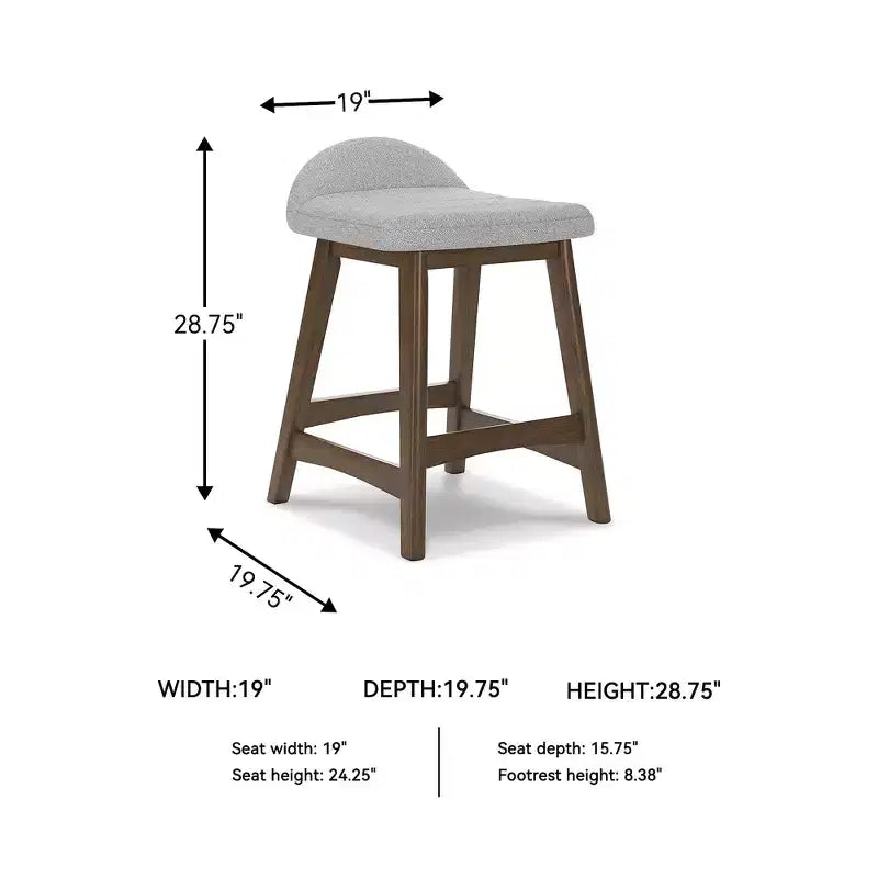 Sgabelli da Bar Imbottiti Altezza Bancone, Poliestere Grigio Chiaro, Set da 2, Seduta da 61,6 cm