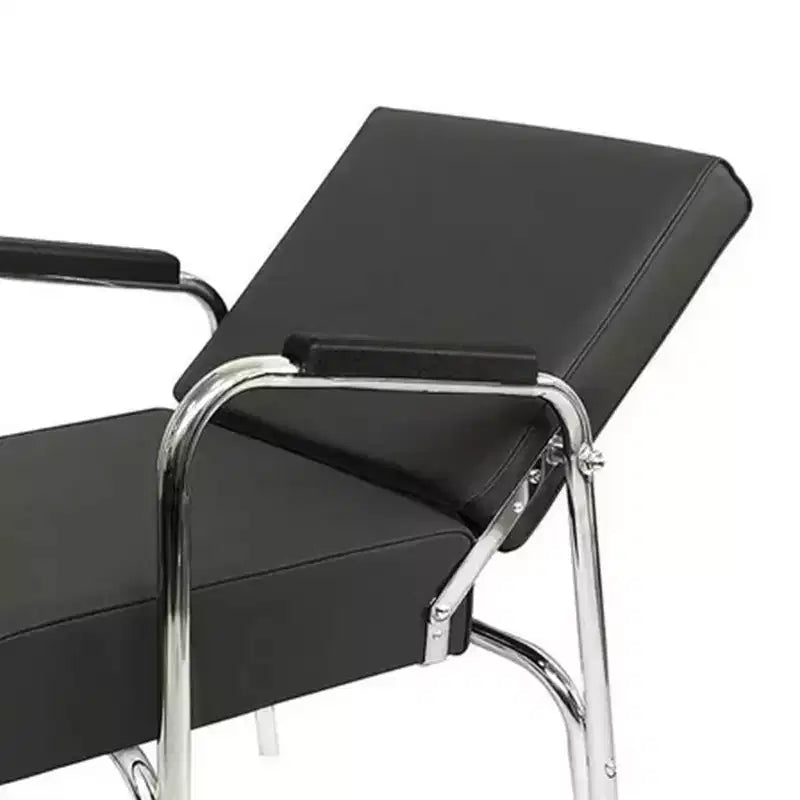 Poltrona reclinabile automatica per lavatesta in vinile, telaio in acciaio inossidabile, grigia