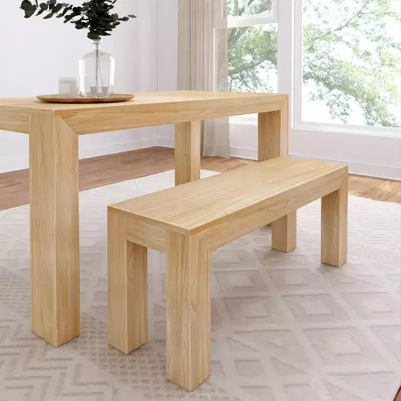 Panca moderna Plank+Beam, panca in legno massello per tavolo da pranzo, 49