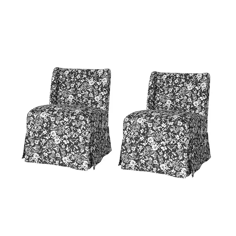 Set di 2 sedie slipper imbottite, sfoderabili e lavabili, gambe in legno di gomma, 113 kg