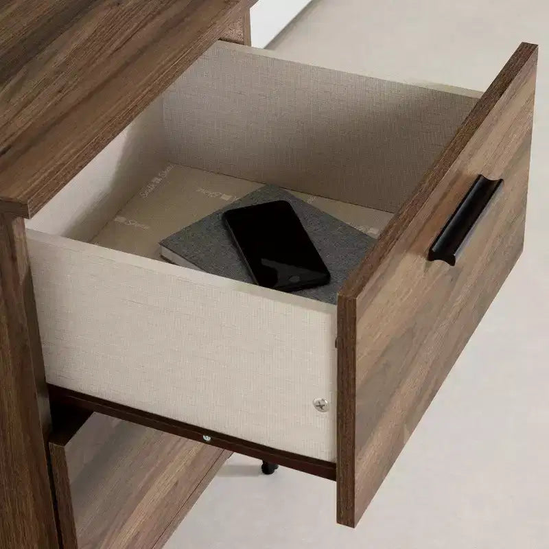 Tavolino moderno da divano con 2 cassetti, marrone, 42.5cm L x 43cm P x 59.5cm H