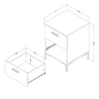 Tavolino moderno da divano con 2 cassetti, marrone, 42.5cm L x 43cm P x 59.5cm H
