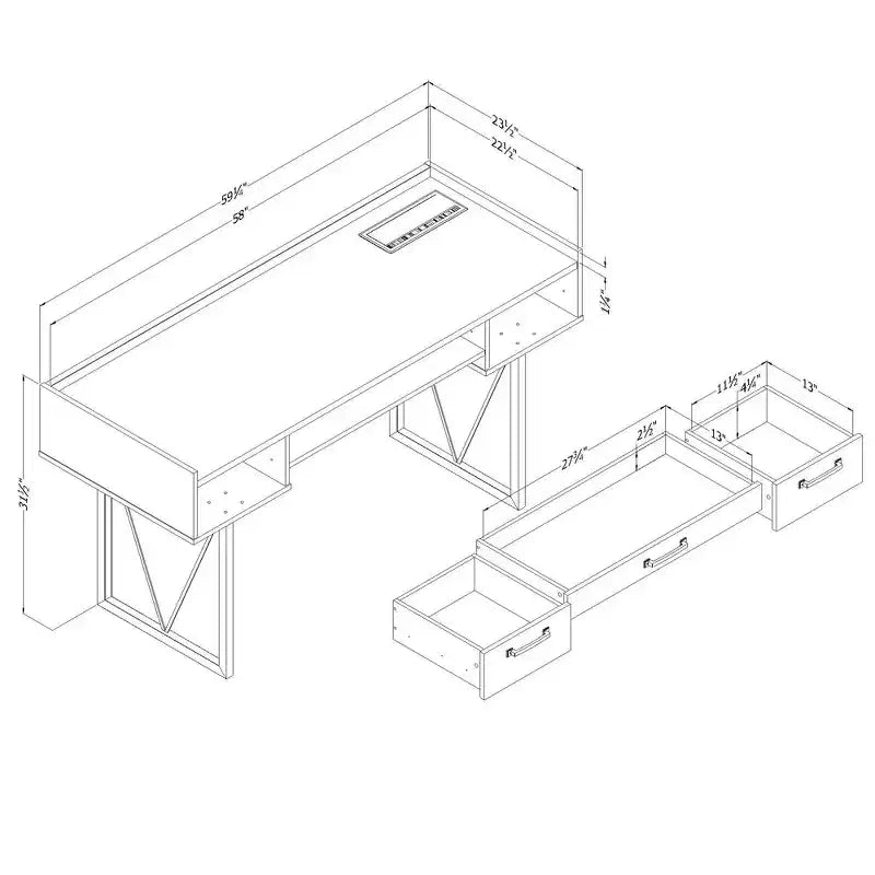 Tavolino moderno da divano con 2 cassetti, marrone, 42.5cm L x 43cm P x 59.5cm H
