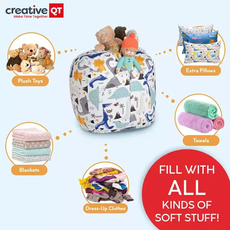 Copertura per Sacco Pouf Contenitore per Peluche da 84 cm, Corduroy Rosa Intenso, per Bambini dai 3 ai 9 Anni