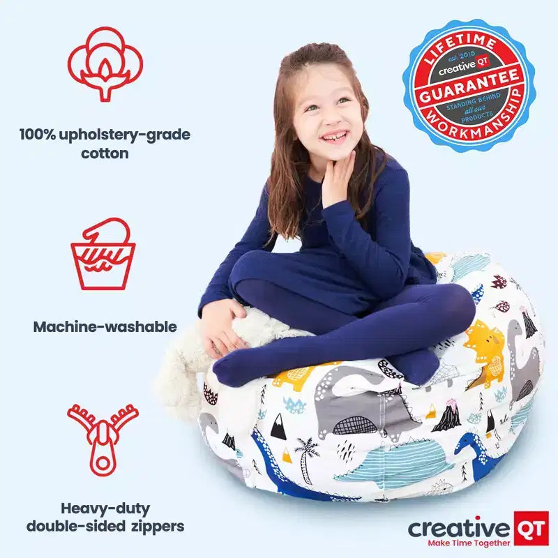Copertura per Sacco Pouf Contenitore per Peluche da 84 cm, Corduroy Rosa Intenso, per Bambini dai 3 ai 9 Anni