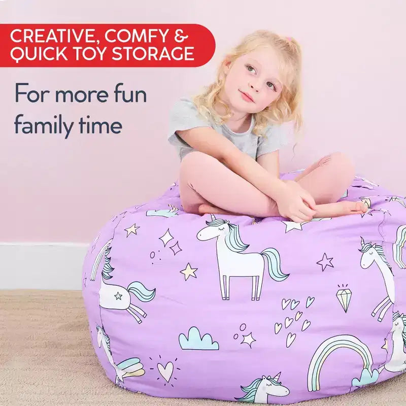 Copertura per Sacco Pouf Contenitore per Peluche da 84 cm, Corduroy Rosa Intenso, per Bambini dai 3 ai 9 Anni