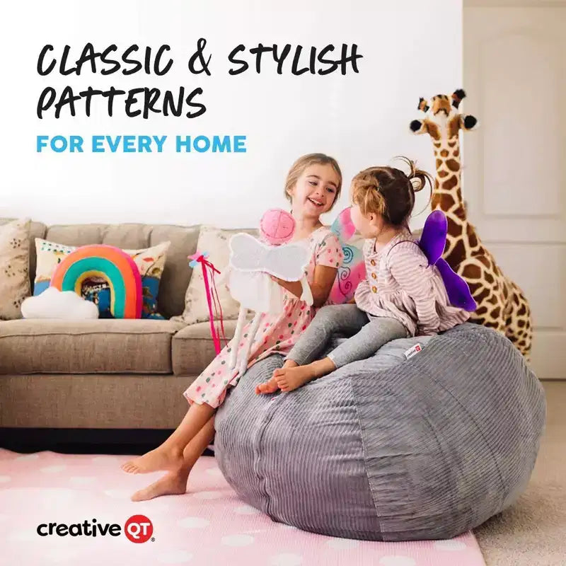 Copertura per Sacco Pouf Contenitore per Peluche da 84 cm, Corduroy Rosa Intenso, per Bambini dai 3 ai 9 Anni