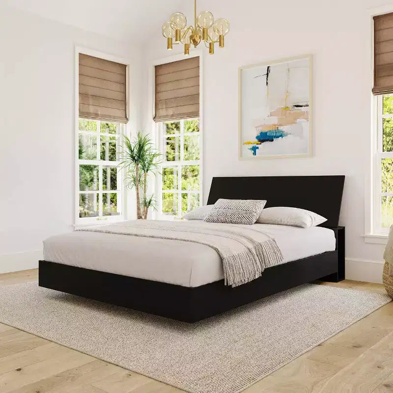 Testata con contenitore Queen con ripiani integrati, composito di legno, 61"L x 29,75"A