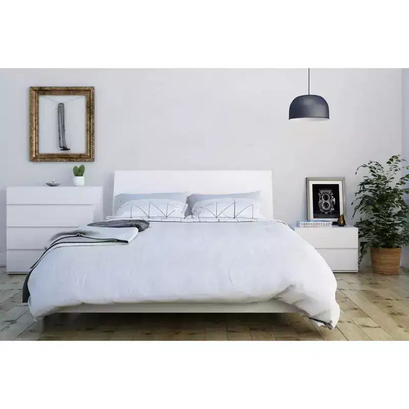 Testata con contenitore Queen con ripiani integrati, composito di legno, 61"L x 29,75"A
