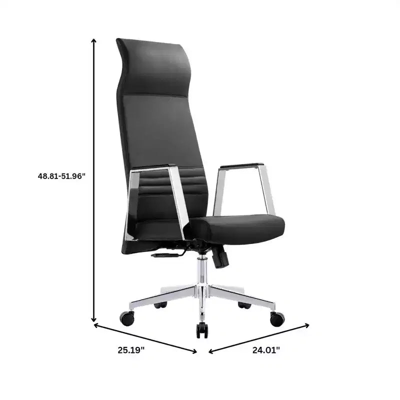 Sedia direzionale ergonomica in pelle con schienale alto, supporto lombare, girevole e inclinabile, 150 kg