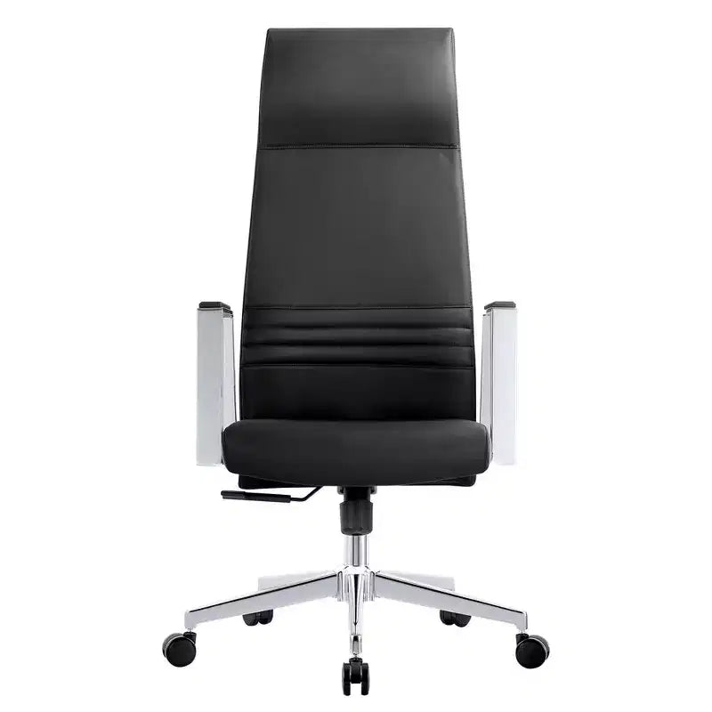 Sedia direzionale ergonomica in pelle con schienale alto, supporto lombare, girevole e inclinabile, 150 kg