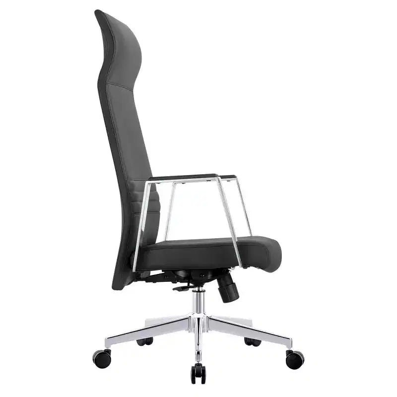 Sedia direzionale ergonomica in pelle con schienale alto, supporto lombare, girevole e inclinabile, 150 kg