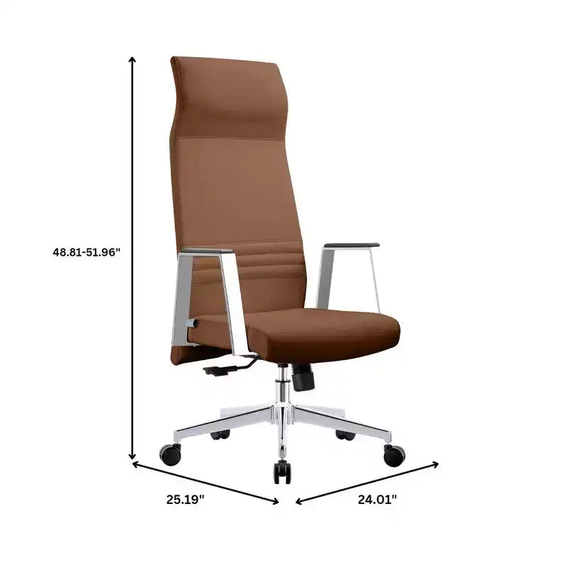 Sedia direzionale ergonomica in pelle con schienale alto, supporto lombare, girevole e inclinabile, 150 kg