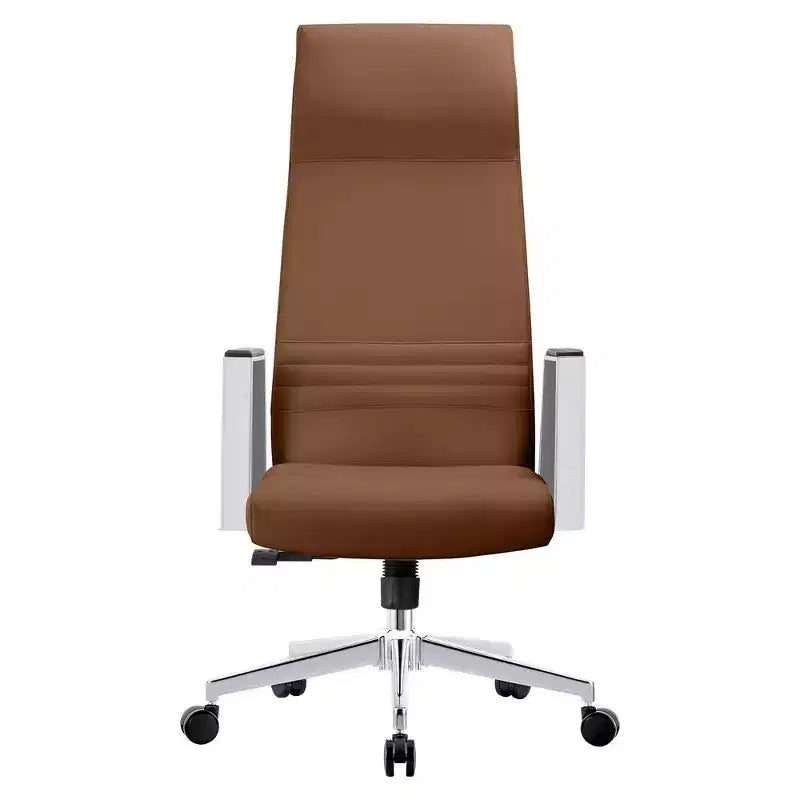 Sedia direzionale ergonomica in pelle con schienale alto, supporto lombare, girevole e inclinabile, 150 kg