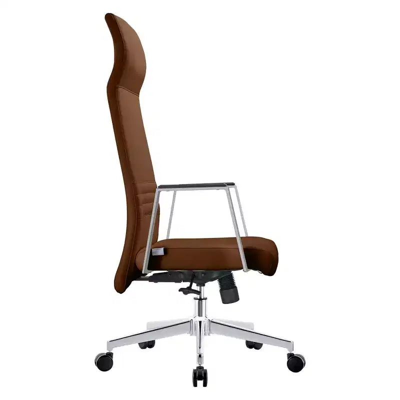 Sedia direzionale ergonomica in pelle con schienale alto, supporto lombare, girevole e inclinabile, 150 kg