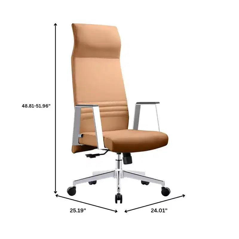 Sedia direzionale ergonomica in pelle con schienale alto, supporto lombare, girevole e inclinabile, 150 kg