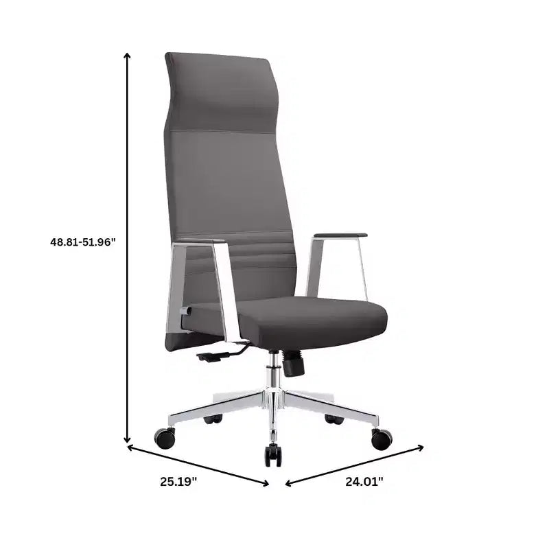 Sedia direzionale ergonomica in pelle con schienale alto, supporto lombare, girevole e inclinabile, 150 kg