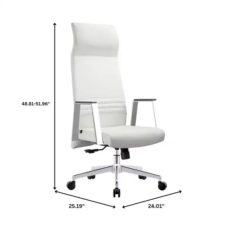 Sedia direzionale ergonomica in pelle con schienale alto, supporto lombare, girevole e inclinabile, 150 kg