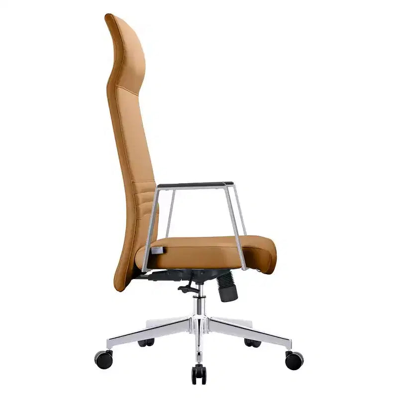 Sedia direzionale ergonomica in pelle con schienale alto, supporto lombare, girevole e inclinabile, 150 kg