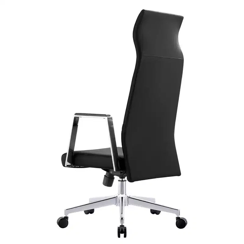 Sedia direzionale ergonomica in pelle con schienale alto, supporto lombare, girevole e inclinabile, 150 kg