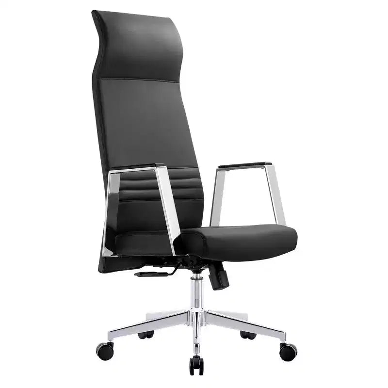Sedia direzionale ergonomica in pelle con schienale alto, supporto lombare, girevole e inclinabile, 150 kg
