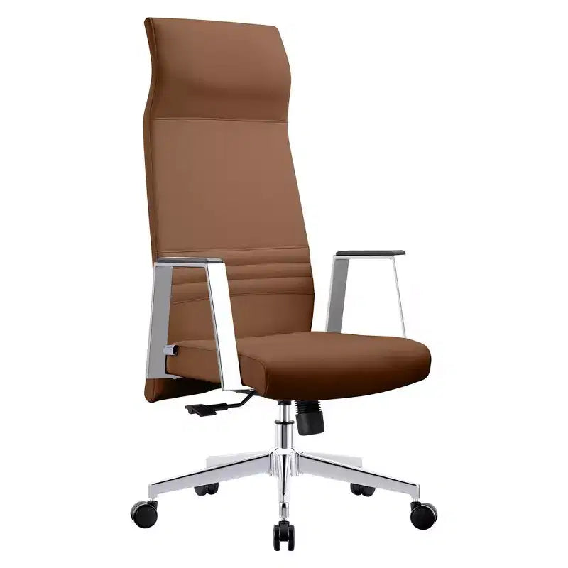 Sedia direzionale ergonomica in pelle con schienale alto, supporto lombare, girevole e inclinabile, 150 kg