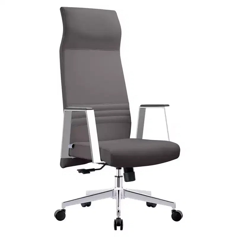 Sedia direzionale ergonomica in pelle con schienale alto, supporto lombare, girevole e inclinabile, 150 kg