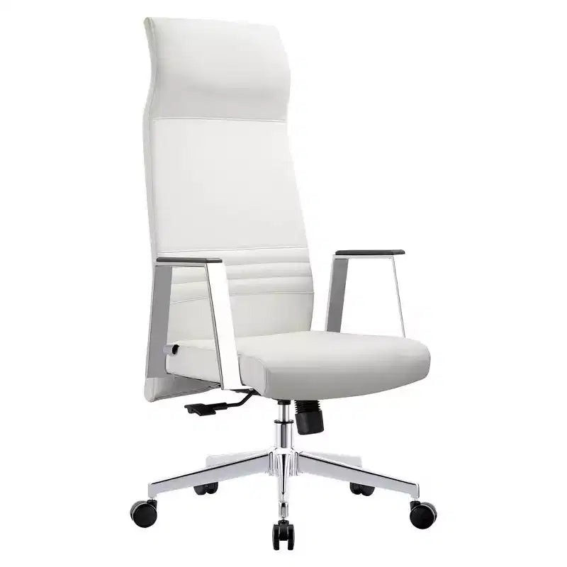 Sedia direzionale ergonomica in pelle con schienale alto, supporto lombare, girevole e inclinabile, 150 kg