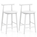 Costway Bar Chair Counter Height Stools Set of 2/4 with Acacia Wood Frame Supporting Legs White