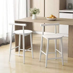 Sgabelli da bar altezza bancone, telaio in acacia e legno di gomma, bianchi, set da 2 o 4, 158 kg