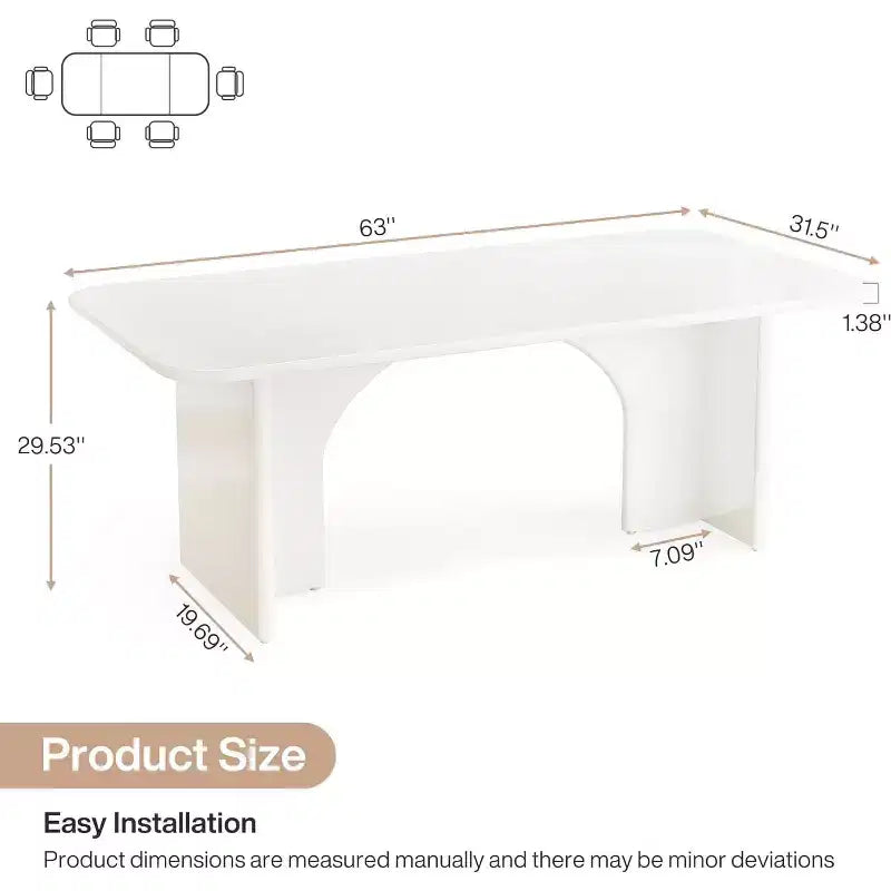 Tavolo da pranzo moderno da 160 cm, angoli arrotondati, base a piedistallo, per 6 persone, in MDF