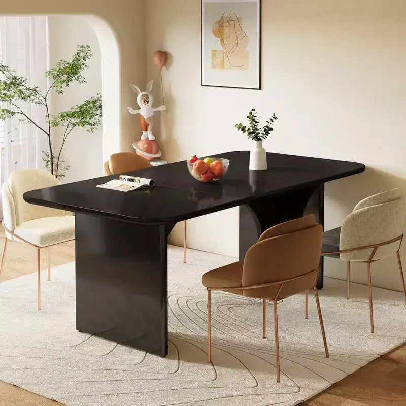 Tavolo da pranzo moderno da 160 cm, angoli arrotondati, base a piedistallo, per 6 persone, in MDF