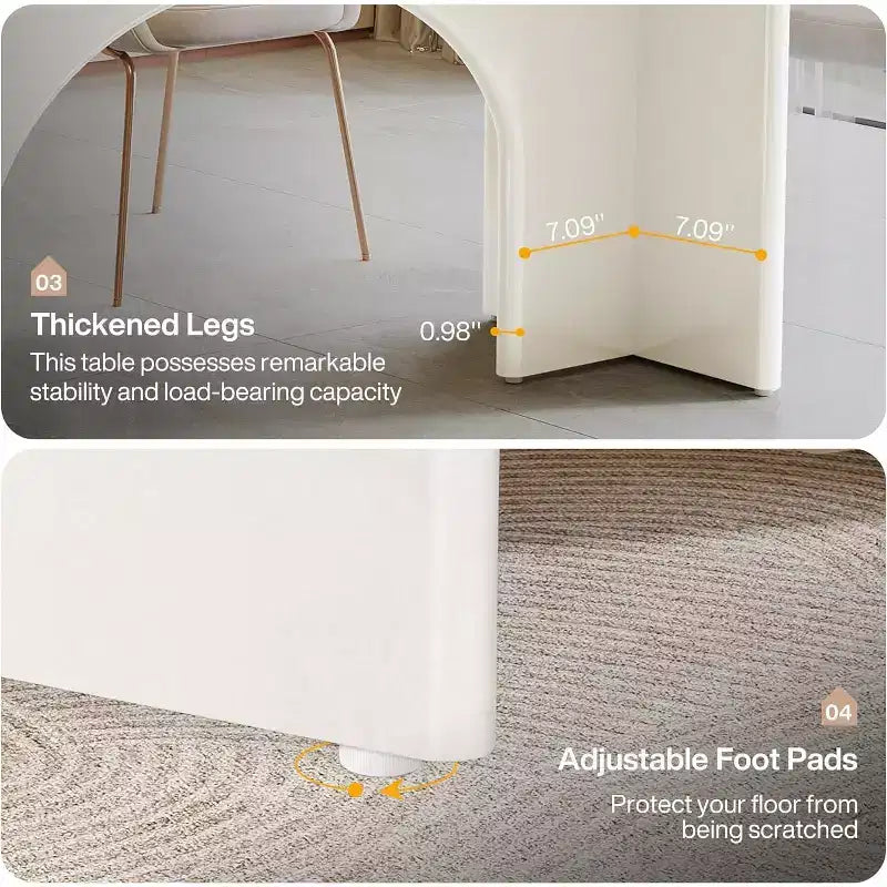 Tavolo da pranzo moderno da 160 cm, angoli arrotondati, base a piedistallo, per 6 persone, in MDF