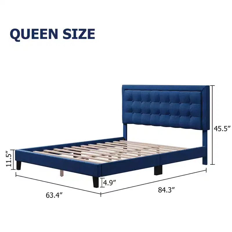 Struttura letto a piattaforma matrimoniale/queen/king, testiera con bottoni trapuntati, doghe in legno, altezza regolabile