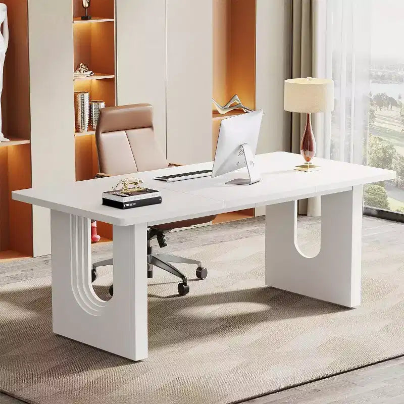 Scrivania direzionale moderna grande da 180 cm, superficie e telaio in MDF, design dalle linee pulite