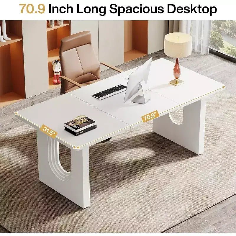 Scrivania direzionale moderna grande da 180 cm, superficie e telaio in MDF, design dalle linee pulite