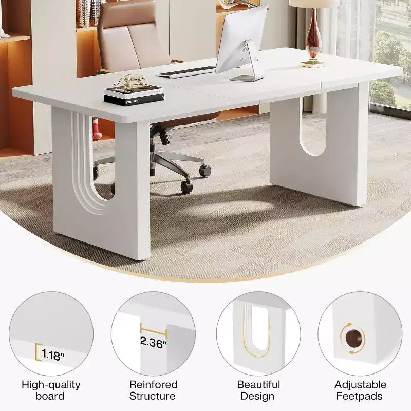 Scrivania direzionale moderna grande da 180 cm, superficie e telaio in MDF, design dalle linee pulite